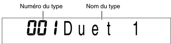 CASIO WK-500 - Appuyez sur ⑦ jusqu'à ce que le numéro et le nom du type d'autoharmonisation ou d'arpégiateur apparaissent à l'écran. - 1