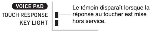 CASIO LK-230 - Appuyez sur les touches [-] et [+] (pavé numérique) pour sélectionner un des trois réglages de sensibilité de la réponse au toucher. - 1