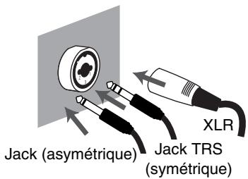 Jack (asymétrique) Jack TRS (symétrique) XLR