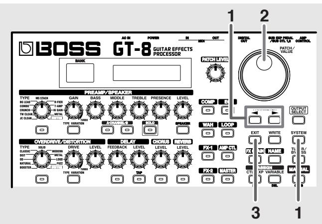 ROLAND GT-8 - Réglage de la sortie digital OUT - 1