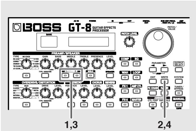 ROLAND GT-8 - Copie des réglages preamp/speaker sur un autre canal - 1