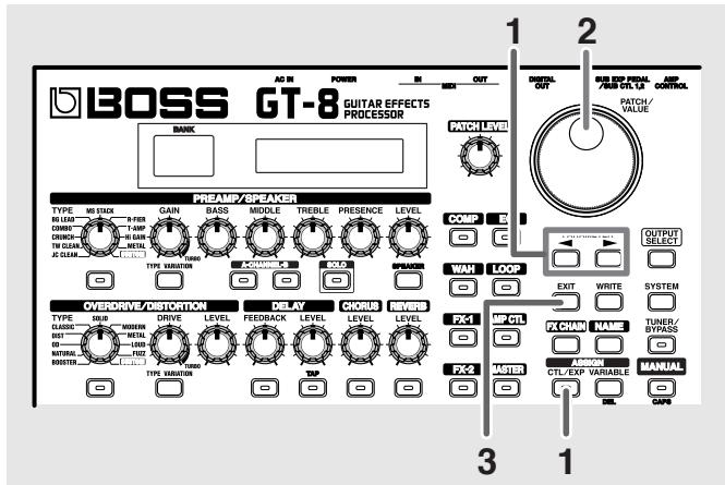 ROLAND GT-8 - Fonction de la pédale CTL, du switch de pédale EXP et de la pédale EXP - 1