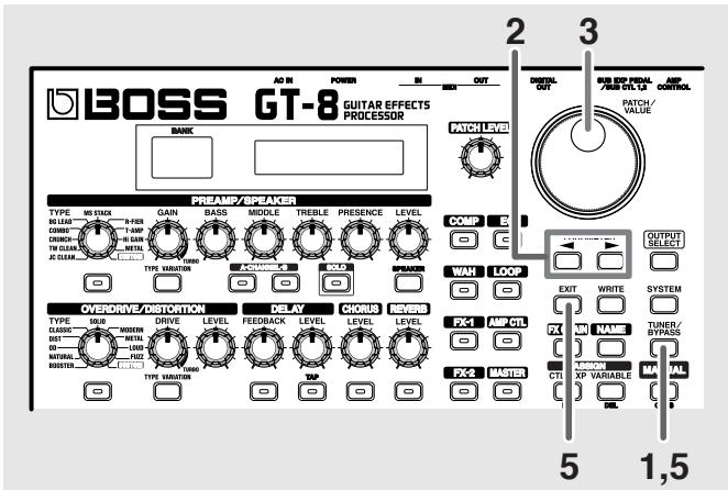 ROLAND GT-8 - Modifier les réglages de l'accordeur - 1