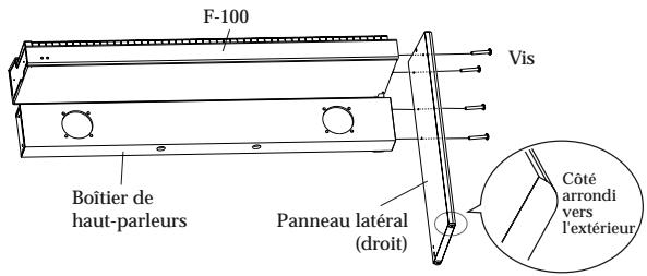 F-100 Vis Boîtier de haut-parleurs Panneau latéral (droit) Côté arrondi vers l'extérieur