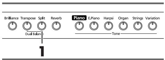 ROLAND HP-103E - Pulse el botón [Split]. - 1