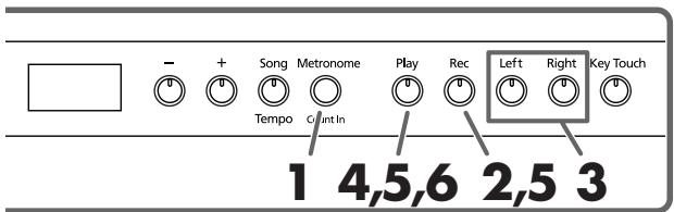 ROLAND HP-103E - Seleccionar y grabar la pista para cada mano por separado - 2