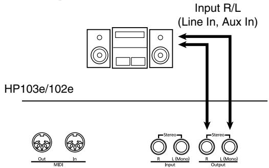 ROLAND HP-103E - Extern Verstärken des HP103e/102e/Aufnehmen Ihres Spiels - 1