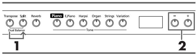 ROLAND HP-103E - Andere klank voor de linker Tone-knop kiezen - 1
