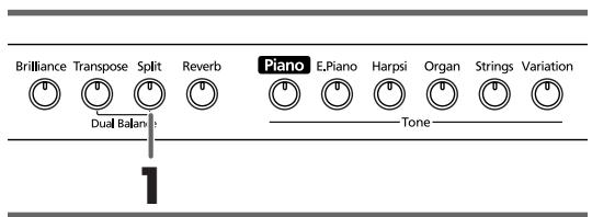 ROLAND HP-103E - Press the [Split] button. - 1