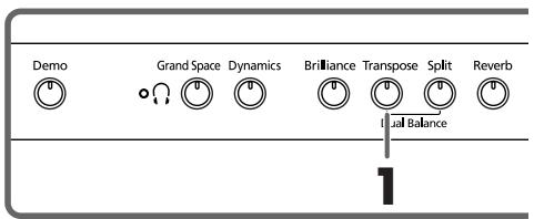 ROLAND HP-103E - Transponieren der Tastatur ("Transpose"-Funktion) - 1