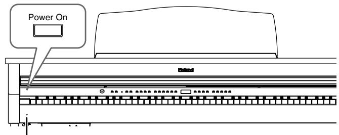 ROLAND HP-103E - Vor dem Einschalten müssen Sie den [Volume]-Regler auf den Mindestwert stellen. Drücken Sie anschließend den [Power On]-Schalter. - 2