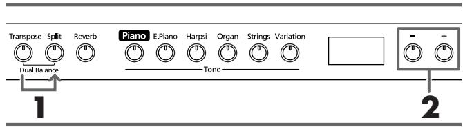 ROLAND HP-103E - ■ Lautstärkebalance im Dual-Modus - 1