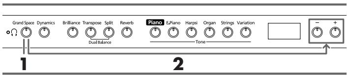 ROLAND HP-103E - Diepte voor de hoofdtele- foon optimeren (Grand Space) - 1