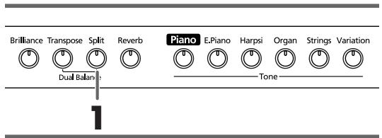 ROLAND HP103E - Premete il pulsante [Split]. - 1