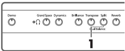 ROLAND HP103E - Transponeren van het klavier (Transpose) - 1