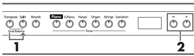 ROLAND HP103E - Adjusting the Volume Balance in Dual Play (Dual Balance) - 1