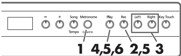 ROLAND HP103E - Selección y grabar la pista para cada mano por separado - 2