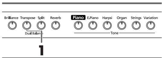 ROLAND HP103E - Drücken Sie den [Split]-Taster. - 1