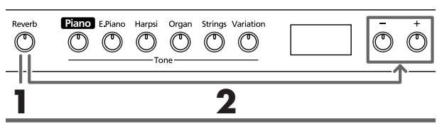 ROLAND HP103E - Maintenez le bouton [dynamics] enfoncé et appuyez sur le bouton [+ ] ou [-]. - 2