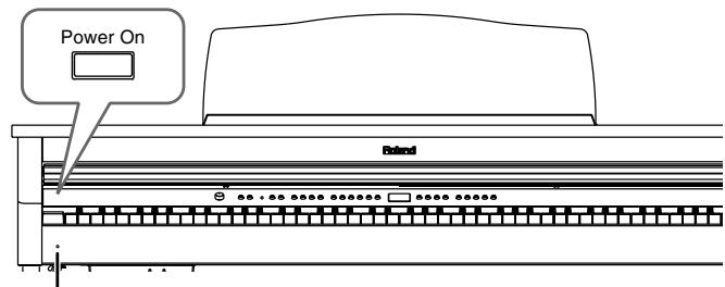 ROLAND HP103E - To turn the power on, turn the [Volume] knob all the way down, and then press the [Power On] switch. - 2