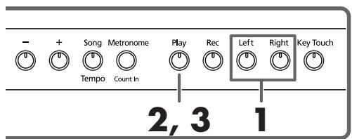 ROLAND HP103E - Écouter séparément la partie d'une main - 2