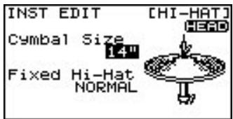 INST EDIT Cymbal Size 14" Fixed Hi-Hat NORMAL [HI-HAT] HEAD