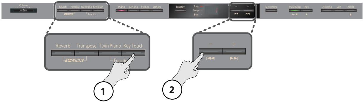 ROLAND HP305-RW - Régler la sensibilité du clavier (key touch) - 1
