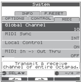 ROLAND SPD-30 - Sélectionnez MENU → SYSTEM → MIDI (p. 16). - 1