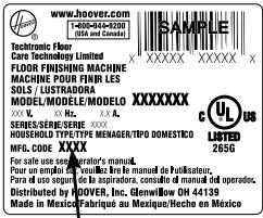 HOOVER FH50240 - CÓDIGO DE FABRICACION - 1