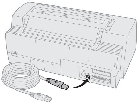 LEXMARK FORMS PRINTER 2400 - Connexion du cable USB - 1