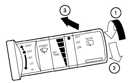 NISSAN QUEST 2006 - COMMANDE D'ESSUIE-GLACE ET DE LAVE-GLACE DE LUNETTE ARRIÈRE - 1