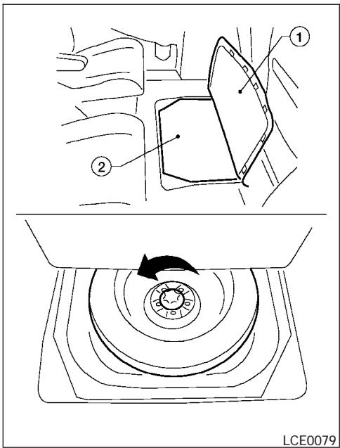 NISSAN QUEST 2006 - Retrait de la roue de secours et des outils du coffre - 1