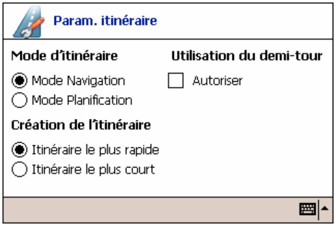 PACKARD BELL GPS 400 - Paramètres de l'itinétaire - 2