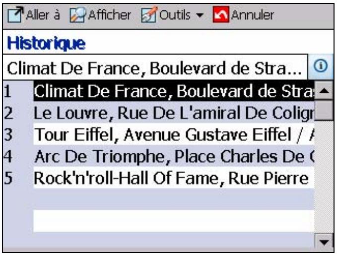 PACKARD BELL GPS 400 - Aller à un élément de l'Historique - 2