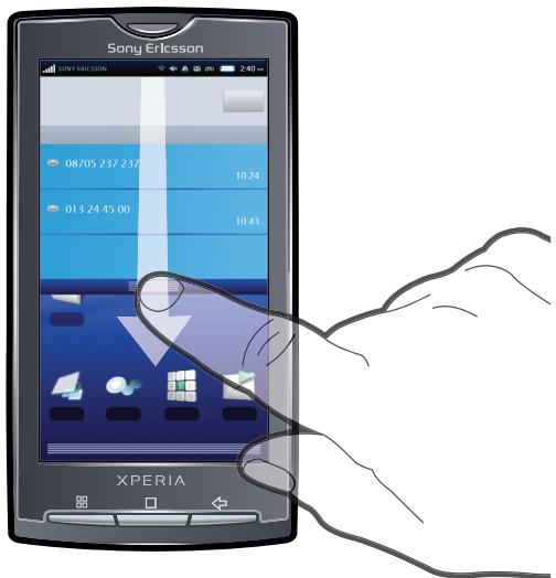 SONY ERICSSON XPERIA X10 - Pour ouvrir le volet de notification - 1