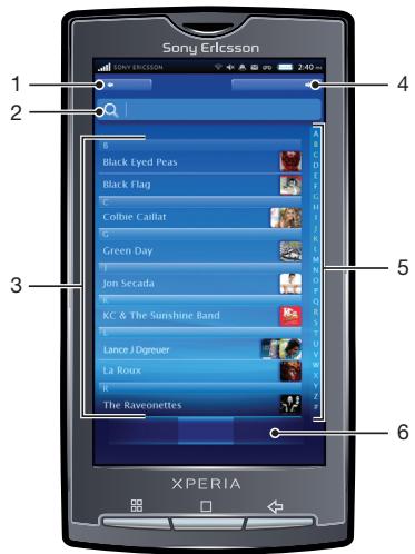 SONY ERICSSON XPERIA X10 - Parcourir du contenu audio stocké localement - 1