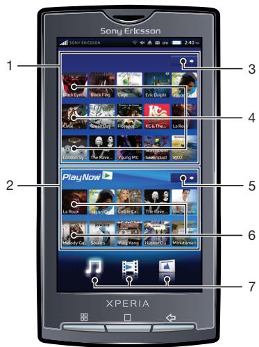 SONY ERICSSON XPERIA X10 - Écran d'accueil de la musique - 1