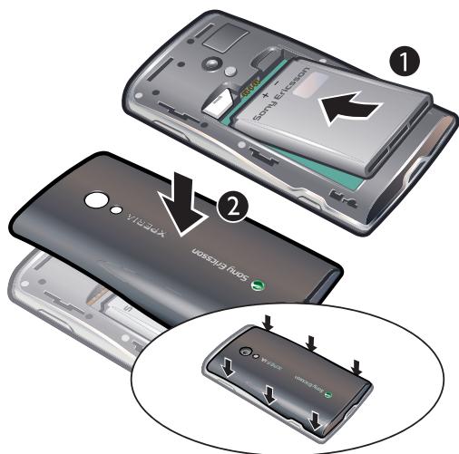 SONY ERICSSON XPERIA X10 - Pour insérer la batterie - 1