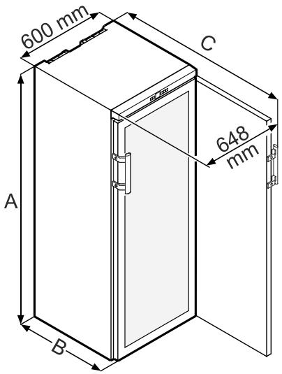 LIEBHERR WKB 3212 VINOTHEK - Dimensions de l'appareil - 1