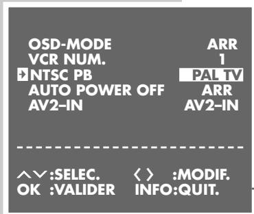 GRUNDIG SEVILLA SE 1205 HIFI/NIC - Activation et désactivation des affichages écran (OSD - On Screen Display) - 3