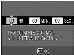 00 HR 00 MIN. 00 SEC. PHOTOGRAPHIE AUTOMAT. À L'INTERVALLE DEFINI. OK OK
