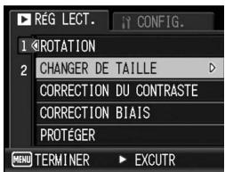 RÉG LECT. CONFIG. 1 ROTATION 2 CHANGER DE TAILLE CORRECTION DU CONTRASTE CORRECTION BIAIS PROTÉGER MENU TERMINER EXCUTR