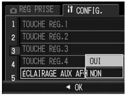 REG PRISE 1 TOUCHE RÉG.1 2 TOUCHE RÉG.2 3 TOUCHE RÉG.3 4 TOUCHE RÉG.4 OUI 5 ÉCLATRAGE AUX AF NON OK