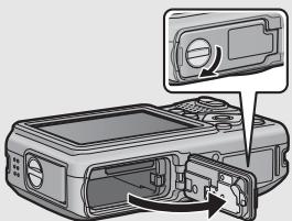 RICOH G600 - Insertion de la batterie et de la carte mémoire SD - 1