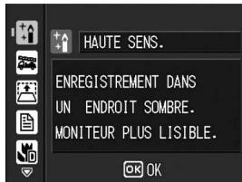 HAUTE SENS. ENREGISTREMENT DANS UN ENDROIT SOMBRE. MONITEUR PLUS LISIBLE.