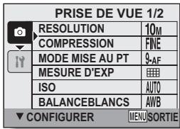RICOH R50 - Appuyez sur la touche on/off pour allumer l'appareil photo, puis appuyez sur la touche MENU. - 1