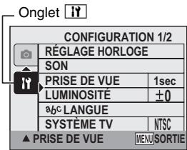 RICOH R50 - Appuyez sur la touche [▲] ou [▼] pour sélectionner l'onglet d'options [1]. - 1
