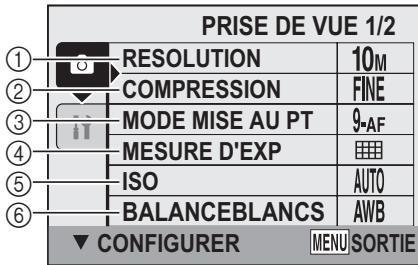 RICOH R50 - Présentation du menu de prise de vue - 1