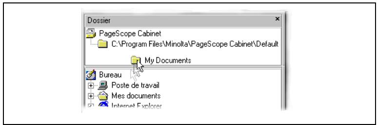 Dossier PageScope Cabinet C:\Program Files\Minolta\PageScope Cabinet\Default My Documents Bureau Poste de travail Mes documents Internet Explorer