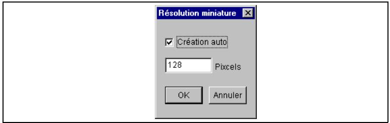 Résolution miniature ✓ Création auto 128 Pixels OK Annuler